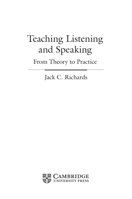 جلد Teaching Listening and Speaking: From Theory to Practice