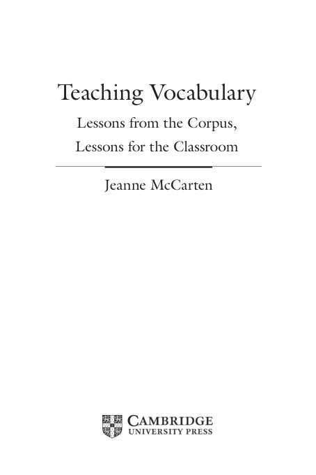 جلد Teaching Vocabulary: Lessons from the Corpus, Lessons for the Classroom
