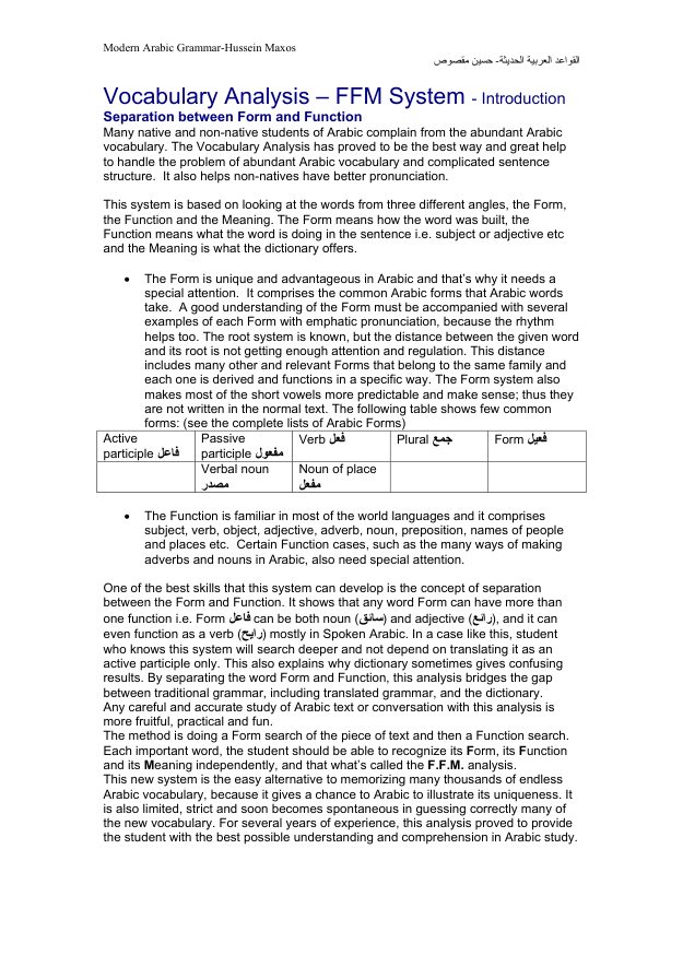 جلد Vocabulary Analysis: FFM System — Introduction